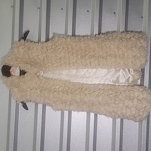 Live a Little Women’s Size M Ivory Faux Fur Vest Jacket & Coat